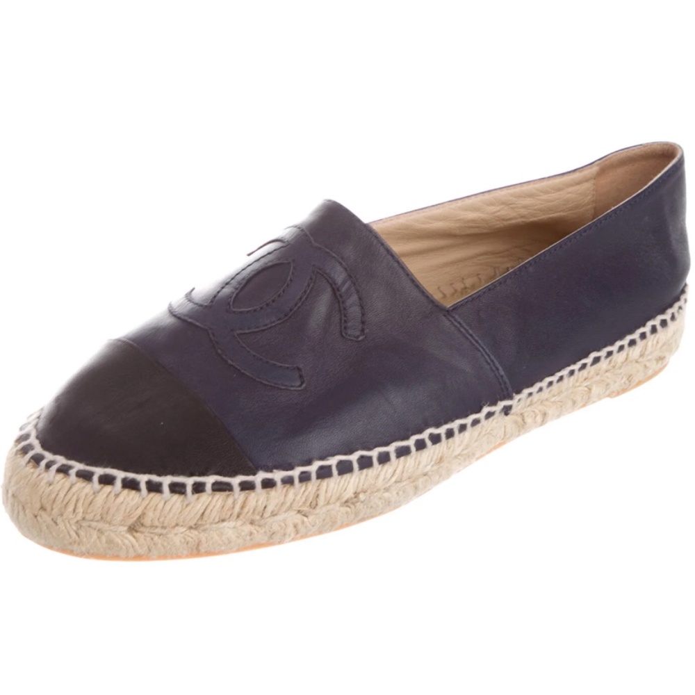 Chanel Two Tone Leather Espadrilles (Size 37)